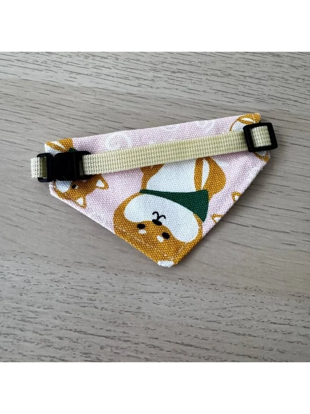 Cute Dog Bandana Collar 7–13 inch Pink Shiba Print | Adjustable for Small Pet